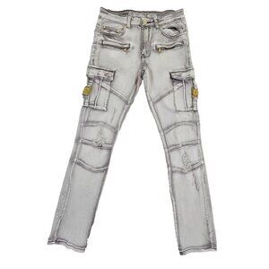 Argonaut Nation Moto Jeans Men's 30x32 Gray Stretch Buckles Zippers Streetwear